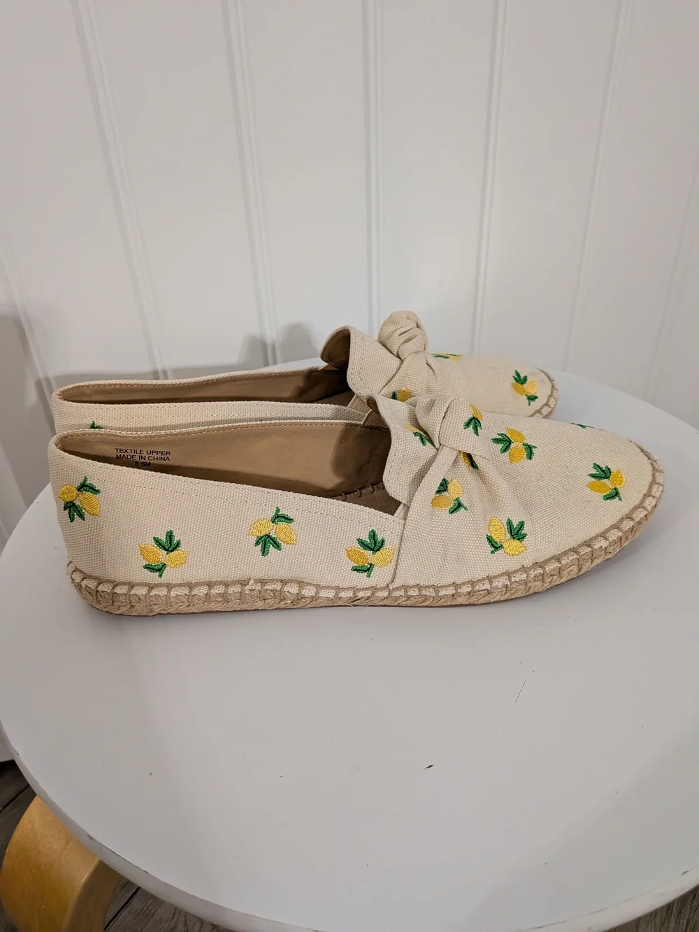 Talbots Izzy Lemon Knotted Canvas Espadrilles Flats